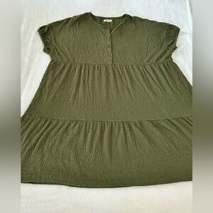 Madewell Oversized Cap Sleeve Tiered Dress, Olive, Size XL